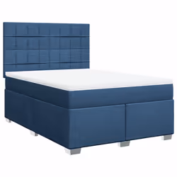 vidaXL Giroletto a Molle con Materasso Blu 140x200 cm in Tessuto - Vista aggiuntiva 2