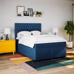 vidaXL Giroletto a Molle con Materasso Blu 140x200 cm in Tessuto - Vista aggiuntiva 3