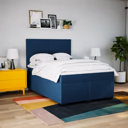 vidaXL Giroletto a Molle con Materasso Blu 160x200 cm in Tessuto - Vista aggiuntiva 3
