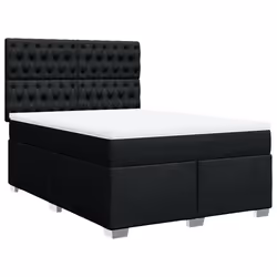 vidaXL Giroletto a Molle con Materasso Nero 160x200 cm in Tessuto - Vista aggiuntiva 2