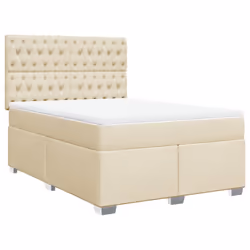vidaXL Giroletto a Molle con Materasso Crema 160x200 cm in Tessuto - Vista aggiuntiva 2
