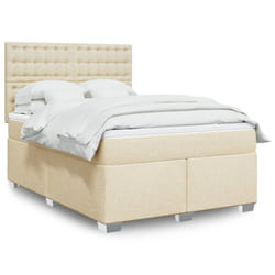 vidaXL Giroletto a Molle con Materasso Crema 160x200 cm in Tessuto