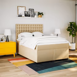 vidaXL Giroletto a Molle con Materasso Crema 160x200 cm in Tessuto - Vista aggiuntiva 3