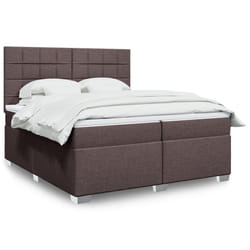 vidaXL Giroletto a Molle con Materasso Marrone Scuro 200x200cm Tessuto