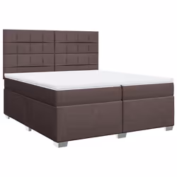 vidaXL Giroletto a Molle con Materasso Marrone Scuro 200x200cm Tessuto - Vista aggiuntiva 2