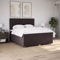 vidaXL Giroletto a Molle con Materasso Marrone Scuro 200x200cm Tessuto - Vista aggiuntiva 3