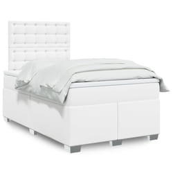 vidaXL Giroletto a Molle con Materasso Bianco 120x190 cm in Similpelle
