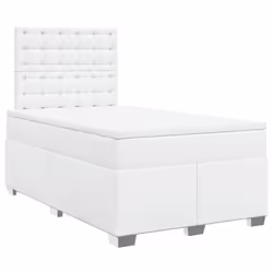 vidaXL Giroletto a Molle con Materasso Bianco 120x190 cm in Similpelle - Vista aggiuntiva 2