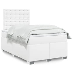 vidaXL Giroletto a Molle con Materasso Bianco 120x200 cm in Similpelle