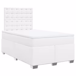 vidaXL Giroletto a Molle con Materasso Bianco 120x200 cm in Similpelle - Vista aggiuntiva 2