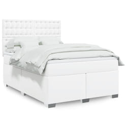 vidaXL Giroletto a Molle con Materasso Bianco 140x190 cm in Similpelle