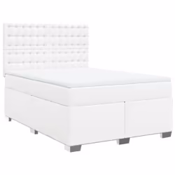 vidaXL Giroletto a Molle con Materasso Bianco 140x190 cm in Similpelle - Vista aggiuntiva 2