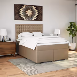 vidaXL Giroletto a Molle con Materasso Cappuccino 160x200cm Similpelle - Vista aggiuntiva 3