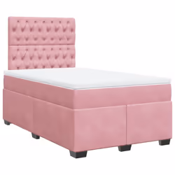 vidaXL Giroletto a Molle con Materasso Rosa 120x200 cm in Velluto - Vista aggiuntiva 2