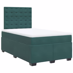vidaXL Giroletto a Molle con Materasso Verde Scuro 120x200 cm Velluto - Vista aggiuntiva 2