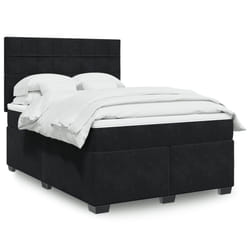 vidaXL Giroletto a Molle con Materasso Nero 140x190 cm in Velluto