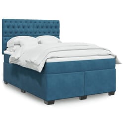 vidaXL Giroletto a Molle con Materasso Blu 140x190 cm in Velluto