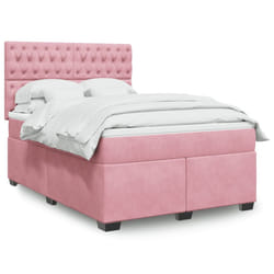 vidaXL Giroletto a Molle con Materasso Rosa 140x190 cm in Velluto