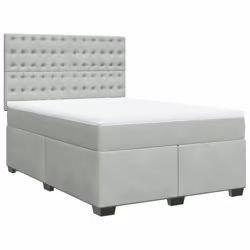 vidaXL Giroletto a Molle con Materasso Grigio Chiaro 140x190cm Velluto - Vista aggiuntiva 2