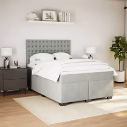 vidaXL Giroletto a Molle con Materasso Grigio Chiaro 140x190cm Velluto - Vista aggiuntiva 3