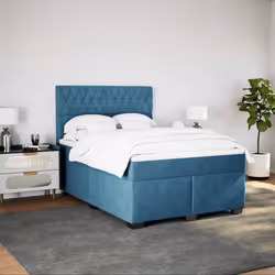 vidaXL Giroletto a Molle con Materasso Blu 140x200 cm in Velluto - Vista aggiuntiva 3