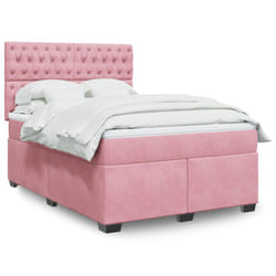 vidaXL Giroletto a Molle con Materasso Rosa 160x200 cm in Velluto