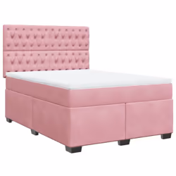 vidaXL Giroletto a Molle con Materasso Rosa 160x200 cm in Velluto - Vista aggiuntiva 2