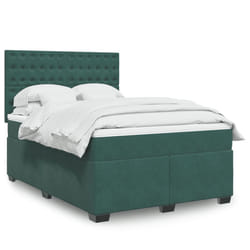 vidaXL Giroletto a Molle con Materasso Verde Scuro 160x200 cm Velluto