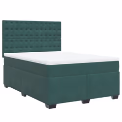 vidaXL Giroletto a Molle con Materasso Verde Scuro 160x200 cm Velluto - Vista aggiuntiva 2