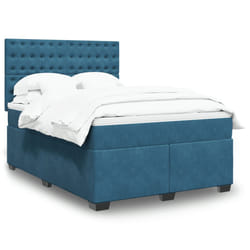 vidaXL Giroletto a Molle con Materasso Blu 160x200 cm in Velluto