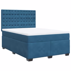 vidaXL Giroletto a Molle con Materasso Blu 160x200 cm in Velluto - Vista aggiuntiva 2