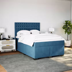 vidaXL Giroletto a Molle con Materasso Blu 160x200 cm in Velluto - Vista aggiuntiva 3