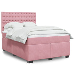 vidaXL Giroletto a Molle con Materasso Rosa 160x200 cm in Velluto