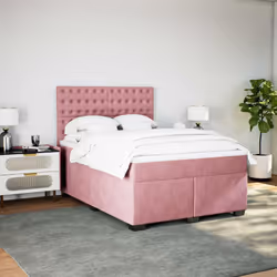 vidaXL Giroletto a Molle con Materasso Rosa 160x200 cm in Velluto - Vista aggiuntiva 3