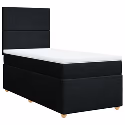 vidaXL Giroletto a Molle con Materasso Nero 90x190 cm in Tessuto - Vista aggiuntiva 2