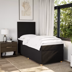 vidaXL Giroletto a Molle con Materasso Nero 90x190 cm in Tessuto - Vista aggiuntiva 3