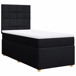 vidaXL Giroletto a Molle con Materasso Nero 90x190 cm in Tessuto - Vista aggiuntiva 2