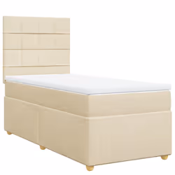 vidaXL Giroletto a Molle con Materasso Crema 90x190 cm in Tessuto - Vista aggiuntiva 2