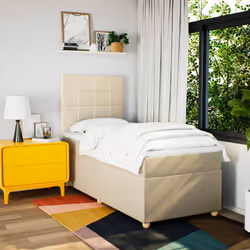 vidaXL Giroletto a Molle con Materasso Crema 90x190 cm in Tessuto - Vista aggiuntiva 3