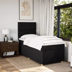 vidaXL Giroletto a Molle con Materasso Nero 90x190 cm in Tessuto - Vista aggiuntiva 3