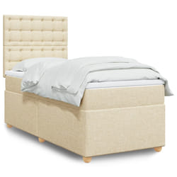 vidaXL Giroletto a Molle con Materasso Crema 90x190 cm in Tessuto