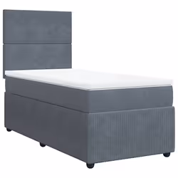 vidaXL Giroletto a Molle con Materasso Grigio Scuro 90x190 cm Velluto - Vista aggiuntiva 2