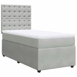 vidaXL Giroletto a Molle con Materasso Grigio Chiaro 90x190 cm Velluto - Vista aggiuntiva 2
