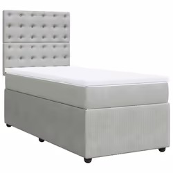 vidaXL Giroletto a Molle con Materasso Grigio Chiaro 100x200cm Velluto - Vista aggiuntiva 2