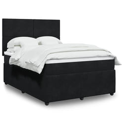 vidaXL Giroletto a Molle con Materasso Nero 160x200 cm in Velluto