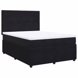 vidaXL Giroletto a Molle con Materasso Nero 160x200 cm in Velluto - Vista aggiuntiva 2