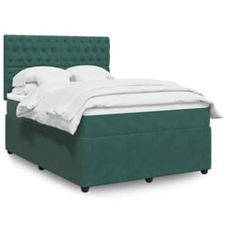 vidaXL Giroletto a Molle con Materasso Verde Scuro 160x200 cm Velluto