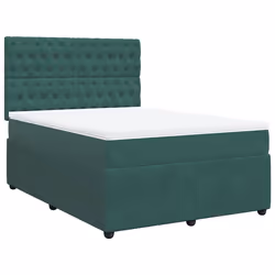 vidaXL Giroletto a Molle con Materasso Verde Scuro 160x200 cm Velluto - Vista aggiuntiva 2