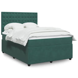 vidaXL Giroletto a Molle con Materasso Verde Scuro 160x200 cm Velluto