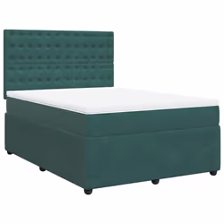 vidaXL Giroletto a Molle con Materasso Verde Scuro 160x200 cm Velluto - Vista aggiuntiva 2
